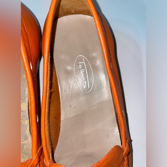 Talbots Orange Leather Loafers Size 8.5 - Picture 2 of 9